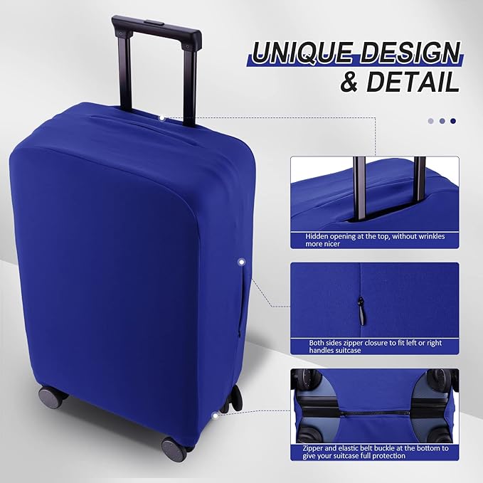 Travel Luggage Cover - Scratch-Resistant Fit 19-31 Inch, Blue, M(24-25 inch)