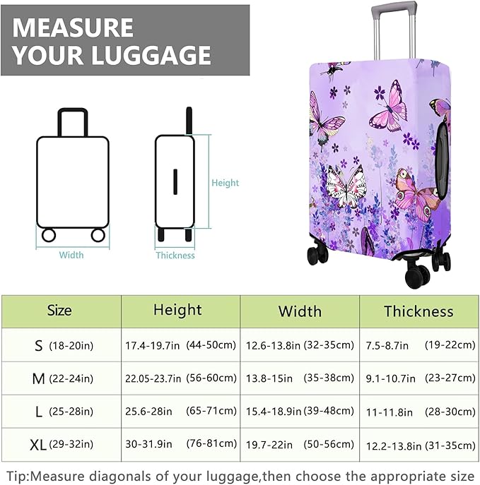 Travel Luggage Cover Suitcase Protector Fits 18-32 Inch Wheel Covers PatternedTravel Related Items Flower Luggage Protector Elastic S