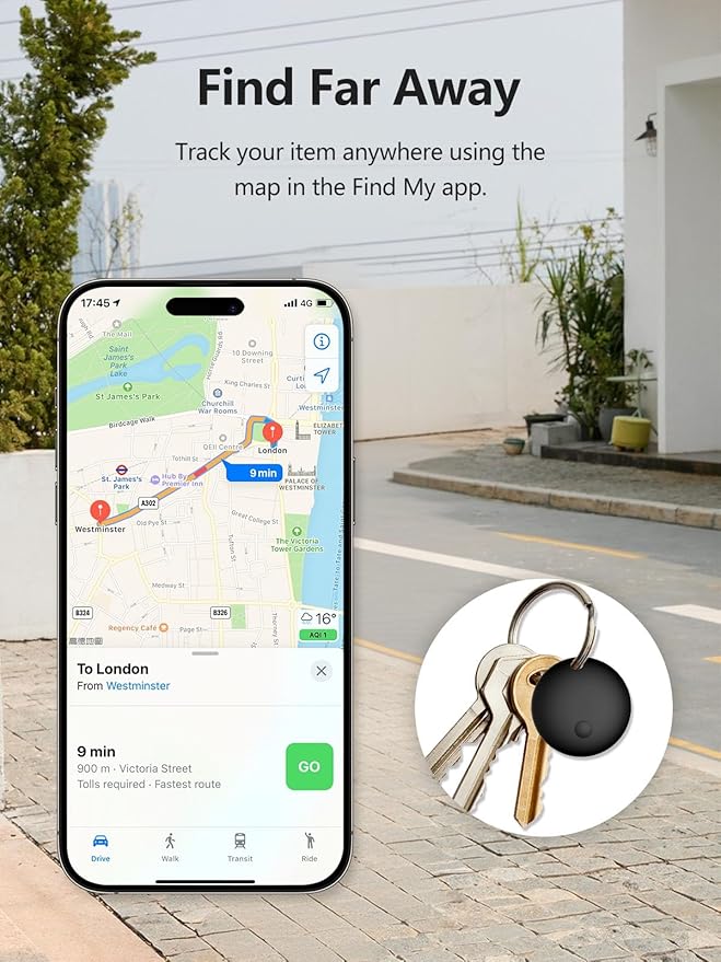 Tracker Tags, Item Finder Work with Apple Find My (iOS Only), Tracking Device Locator Smart Tag for Luggage, Keys, Wallet, Bike, Pets, Bags (Black & White, 2 Pack)