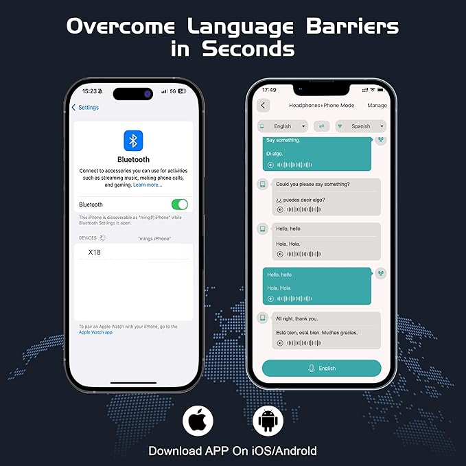 IAMJOY Language Translation Earbuds, 163 Two Way AI Translator Earbuds Language Translator OWS Earbuds Real Time 3-in-1 Online Translator Device with APP Fit iOS ＆ Android for Travel Business Learning