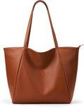 KALIDI Large Tote Bag Vegan Leather Casual Zipper Work Bag Weekender Hobo for Women 23L Oversize Shoulder Travel Purse