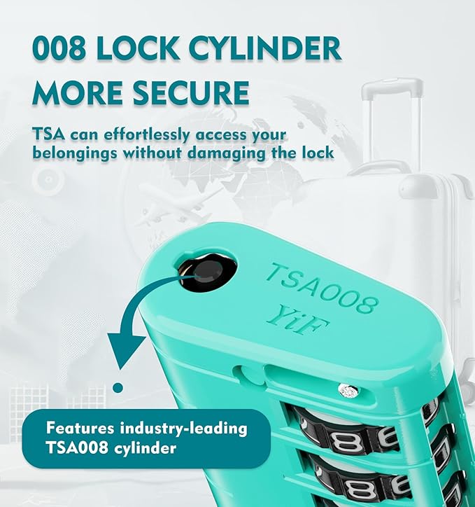 ANVIL 4 Digit Luggage Locks, TSA Locks for Luggage, Advanced TSA008 core, Alert Indicator for Your Travel Lock, Suitcase Lock. (4, Cyan)