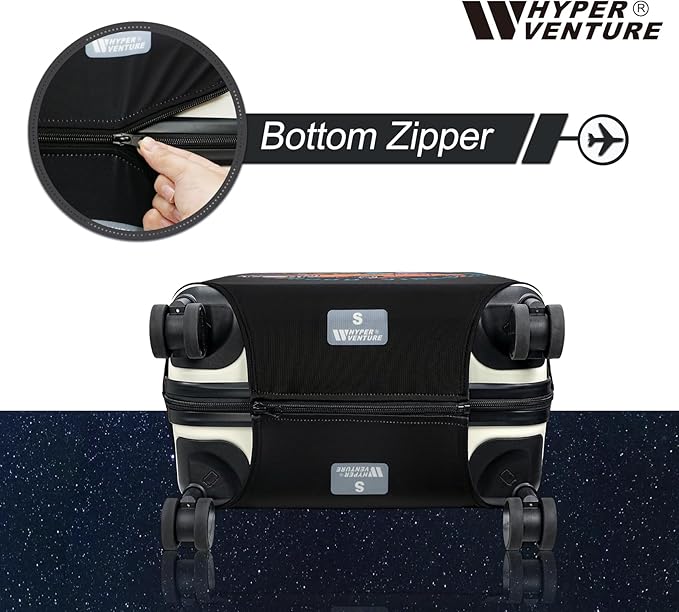 HYPER VENTURE Washable Luggage Cover - Fashion Suitcase Protector Fits 18-22 Inch Luggage (Road Adventure, S)