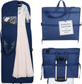 Sturdy Oxford polyester fabric - 72" Wedding Dress Garment Bag - Shoulder Strap - Accessory Pockets - Attaches to Suitcase – Waterproof – Trifold – Designed for Full Skirts – Carry Handle