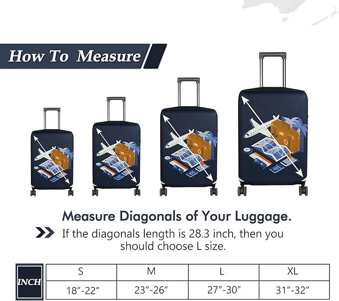 HYPER VENTURE Washable Luggage Cover - Fashion Suitcase Protector Fits 18-22 Inch Luggage (Journey, S)