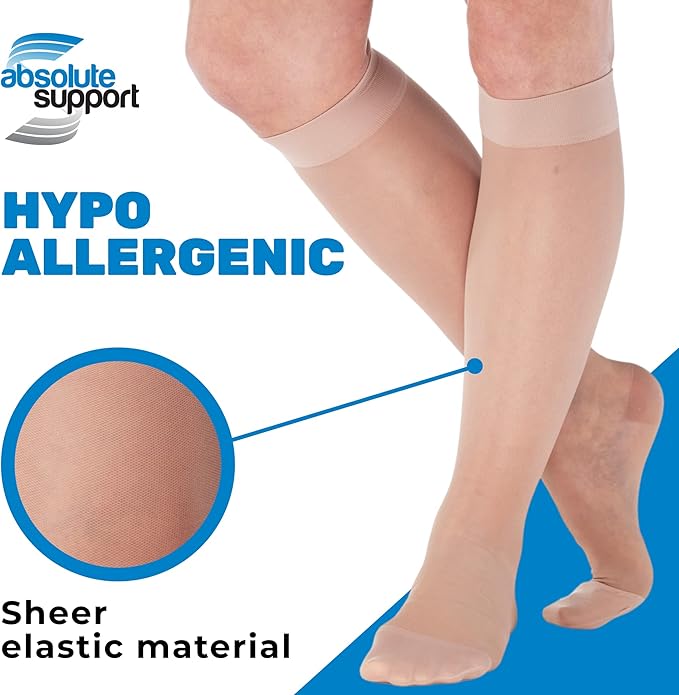 (3 Pairs - Closed Toe) Made in USA - Sheer Compression Stockings for Women 15-20mmHg - Womens Compression Socks for Circulation during Travel, Airplane, Sport, Athletic - Nude, X-Large - A101NU4-3