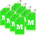 8 Pcs Luggage Tags for Suitcases, 26 Initial Letter Travel Luggage Baggage Identification Labels ID Tags Fully Bendable Tags with Stainless Steel Loop (Letter M, Green)
