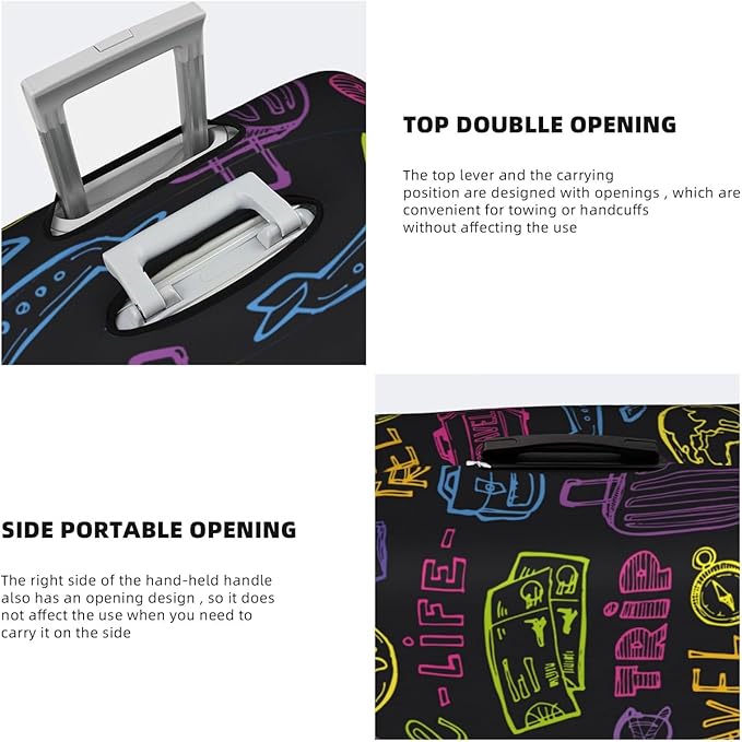 Trip Colored Graffiti Travel-Life Style Luggage Cover Washable Suitcase Protector, Luggage Tag Travel Birthday Gifts For Men Women(S 18-21 Inch Luggage)
