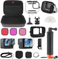 FitStill Carrying Protective Case Include 60M/196FT Underwater Waterproof Shell&Dive Filters&Silicone Case&Screen Protector&Monopod Floating Hand Grip Dive Go Pro Hero 12/11/10/9 Black Accessory Kit