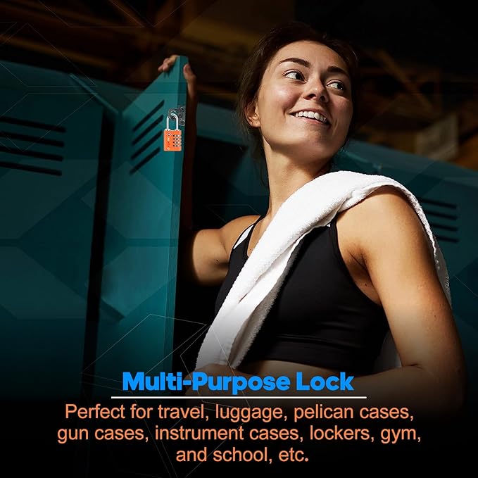 Forge Dual-Opening: Key or Combination Access Lock, TSA Approved Locks for Luggage, Pelican case, Travel, Gym, School, Stainless Steel Shackle.(Orange, 2 Pk)