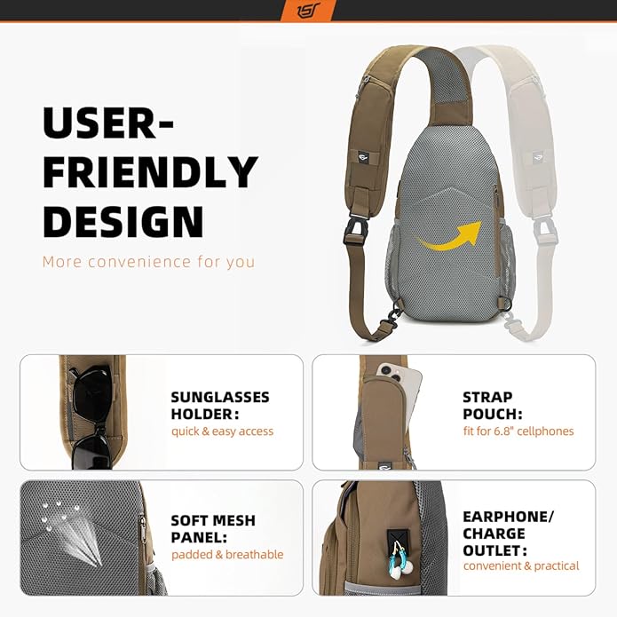 SKYSPER Sling Bag RFID Crossbody Sling Backpack Cross Body Shoulder Bag Travel Hiking Daypack for Women Men