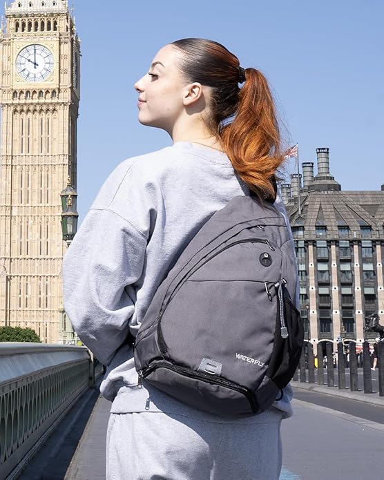 WATERFLY Large Crossbody Sling Bag: Over Shoulder Backpack Daypack Casual Cross Chest Side Pack