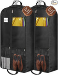 STEPONE 6.5" Gusseted Heavy Duty Garment Bags for Travel 43" Suit Bags for Closet Storage Hanging Clothes Bag with Pockets Mens Suit Holder for Shirts, Coats, Dresses, 2 Pack