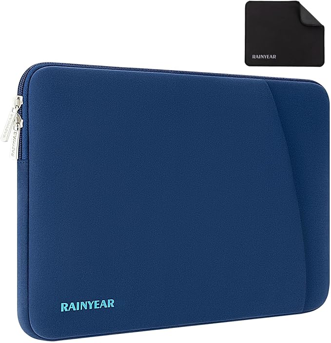 RAINYEAR Laptop Sleeve Case with Front Pocket, 15.6 Inch Protective Portable Case with Front Pocket, Briefcase Laptop Carrying Bag Cover Compatible for HP, Dell, Asus, Lenovo, Notebook, Navy Blue