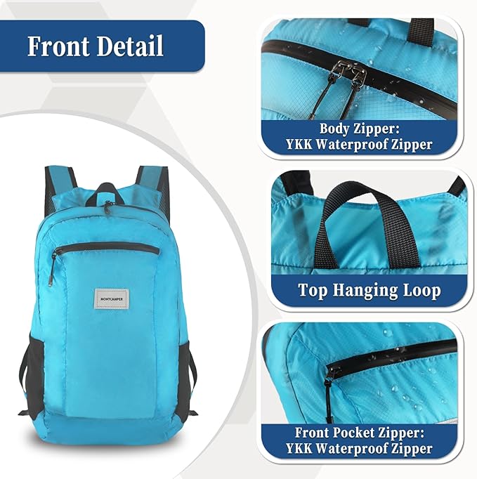 Hiking Daypack - Lightweight & Water-Resistant Portable Backpack for Travel, Camping, Outdoor Adventures(20L,turquoise blue)