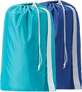 HOMEST 2 Pack XL Nylon Laundry Bag with Strap, Large Dirty Clothes Organizer, Easy Fit a Laundry Hamper or Basket, Can Carry Up to 4 Loads of Laundry, Sky Blue and Blue