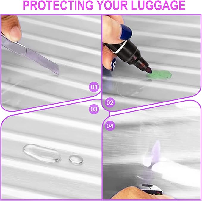 24 Inch Full Clear PVC Suitcase Cover Protectors for TSA Approved Travel Luggage Protector Covers Set Transparent Luggage Case Suitcase Suitable for 24"-25" Full Clear