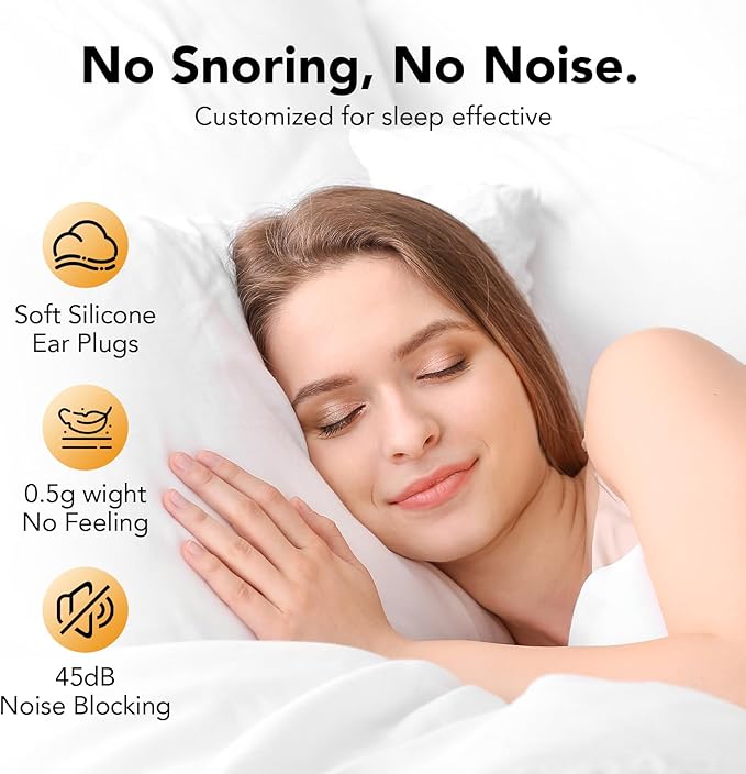 Ear Plugs for Sleeping Noise Cancelling -45dB, Soft and Reusable Silicone Hearing Protection Earplugs with 8 Eartips and Carrying Case, for Sleeping, Concert, Working, Studying, Traveling (Off White)
