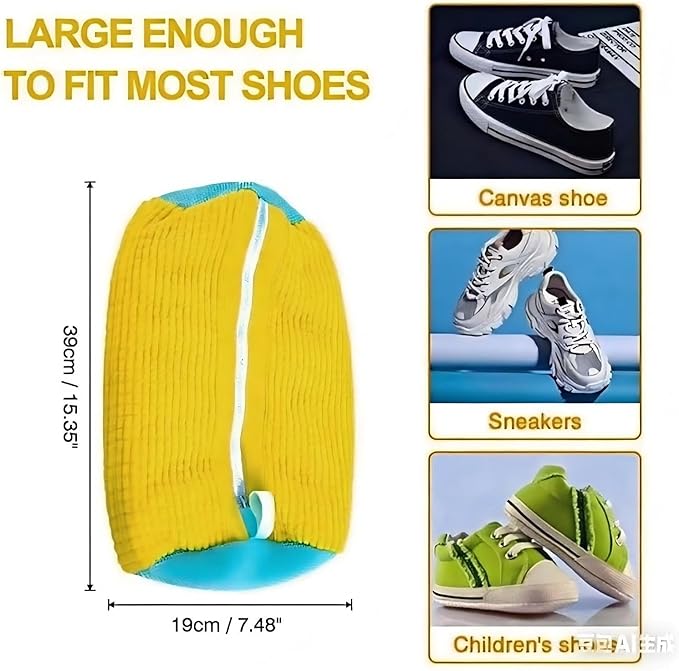 Shoe Cleaning Bag, Washing Machine Shoe Bag, Reusable Sneaker Cleaning Bag, Suitable for Washing Machines and Dryers, Shoe Cleaning Bag with Side Zipper and Hanging Cord (2-Pack, Gray)