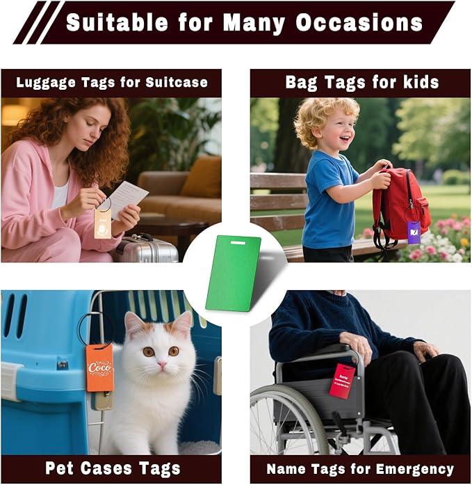 4PCS Personalized Luggage Tags for Travel Durable Aluminium Luggage Tags for Suitcases Custom Bag Tags for Backpacks Heavy Duty Personalized Name Tags for Birthday Gifts(Small,Red)