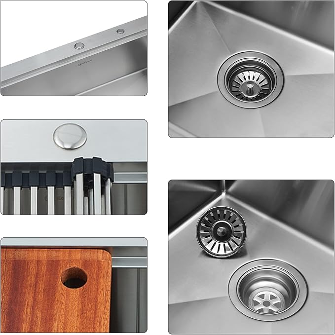 Kitchen Sink, 30 x 22 x 10 Drop in Kitchen Sink 16 Gauge Stainless Steel Kitchen Sinks Single Bowl Workstation Sink with Cutting Board