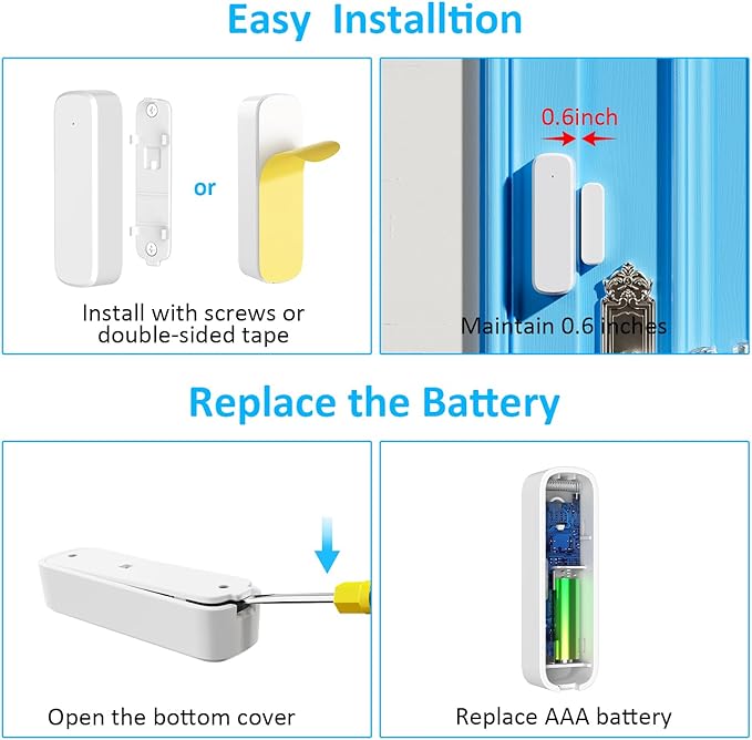 Wireless Door Chime, Door Open Sensor Alarm When Entry Business/Office/Store (500ft Range 51 Ringer Adjustable Volume) Home Alert Bell for Kid/Toddler Safety, 2 Receivers +2 Sensors