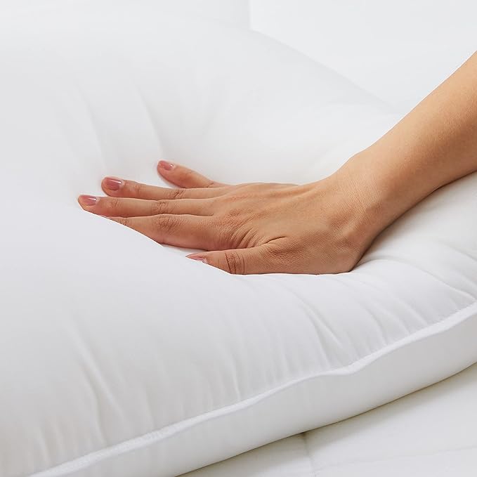 Amazon Basics Down-Alternative Pillows for Stomach and Back Sleepers, Soft Density, 20 x 36 inches, 2-Pack, White