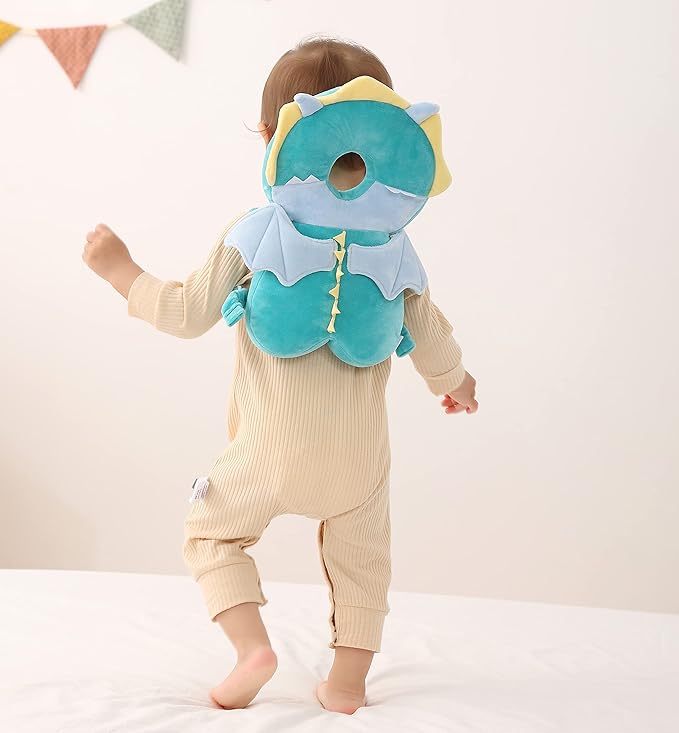Feidoog Baby Head Protector Cushion Backpack with 3 Knee Pads for Walking & Crawling,Green