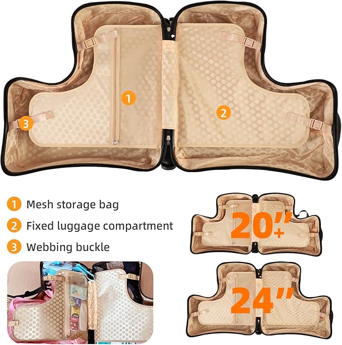 N-A Kids Ride On Suitcase with Wheels, Scooter Luggage for Toddlers Travel, Durable Children's Suitcase for Boys & Girls Ages 2-16 Years