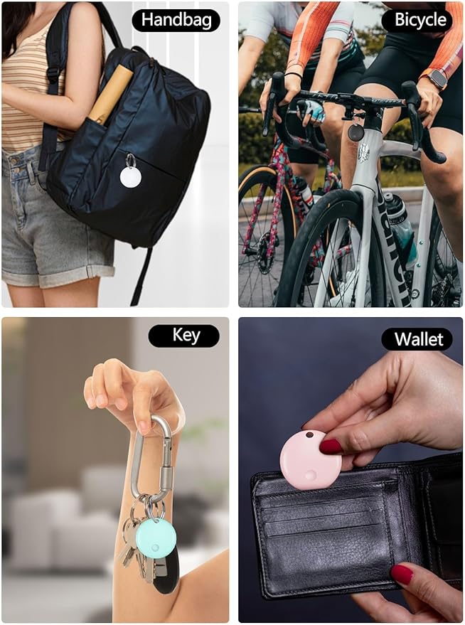 Tracker Tags, Item Finder Work with Apple Find My (iOS Only), Tracking Device Locator Smart Tag for Luggage, Keys, Wallet, Bike, Pets, Bags (Multi-Color, 4 Pack)