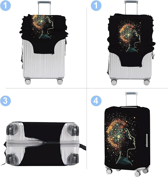 Luggage Cover Washable Suitcase Protector Anti-scratch Suitcase cover Fits 20-34 Inch Luggage (Girl-7, S(20-22inch suitcase))