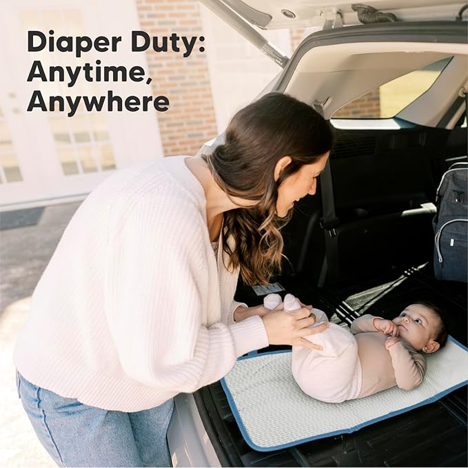 KeaBabies Portable Diaper Changing Pad, Easy Wipe Clean - Foldable Waterproof Baby Changing Mat for Diaper Bag, Compact, Lightweight, 25x13 Baby Changer Travel Essential, Machine Washable (Cloud)