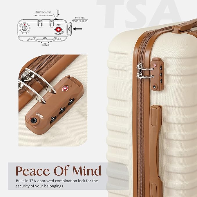 Coolife Suitcase Set 3 Piece Luggage Set Carry On Hardside Luggage with TSA Lock Spinner Wheels (Black, 5 piece set)