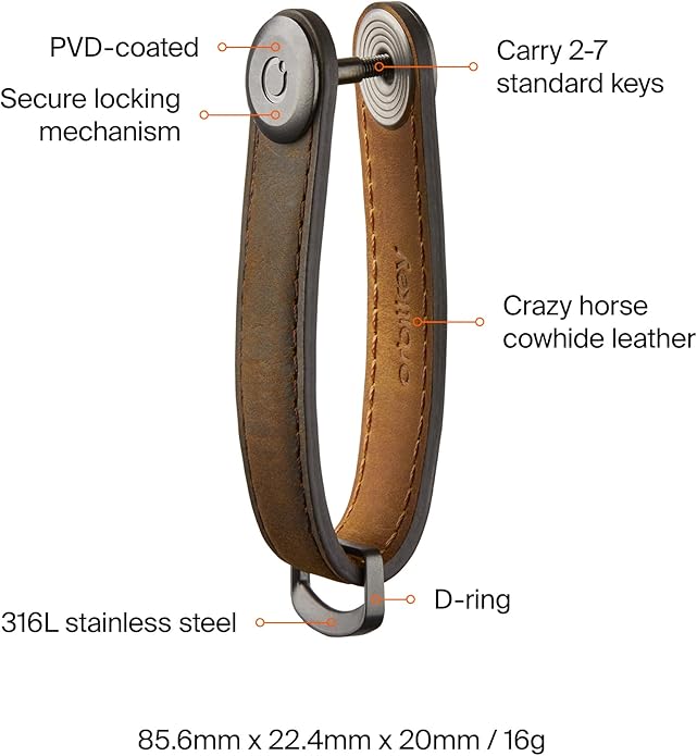Orbitkey Crazy Horse Leather Key Organizer | Quiet Profile | Holds up to 7 Keys