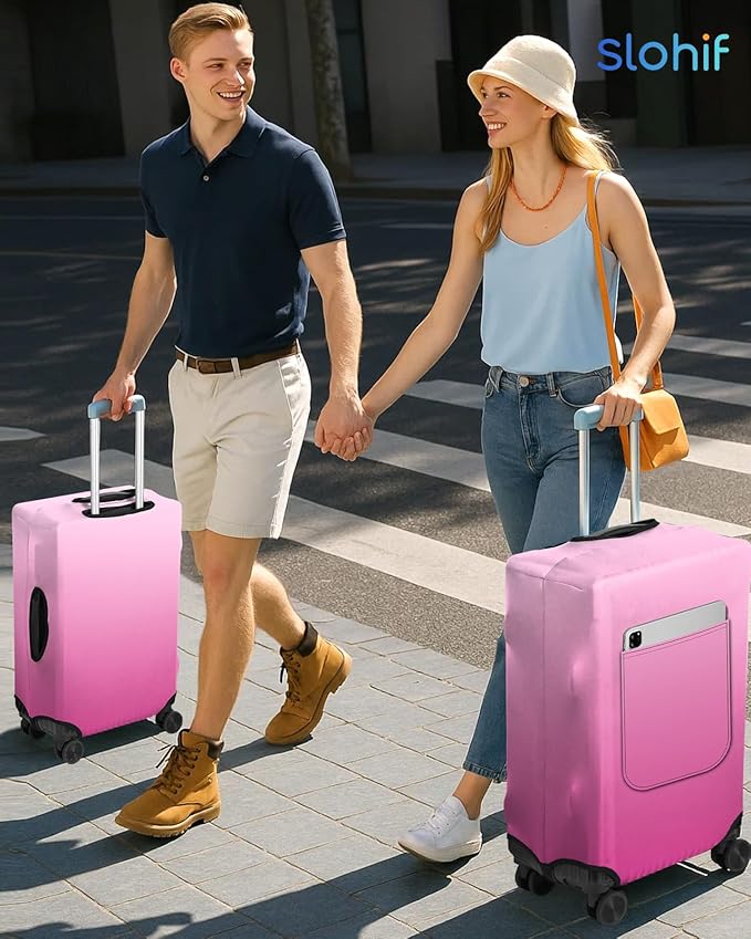 Slohif Luggage Cover for Suitcase Tsa Approved Protector - Luggage Sleeve Large Suit Case Cover Travel Stretch Baggage Case Protective Washable Fit 28-30 Inch Rose Gradient L