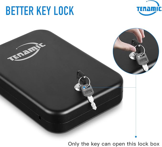 Tenamic Pistol Safe, Portable Travel Gun Safe, Solid Steel Handgun Lock Box for Home, Gun Safes for Car, Black