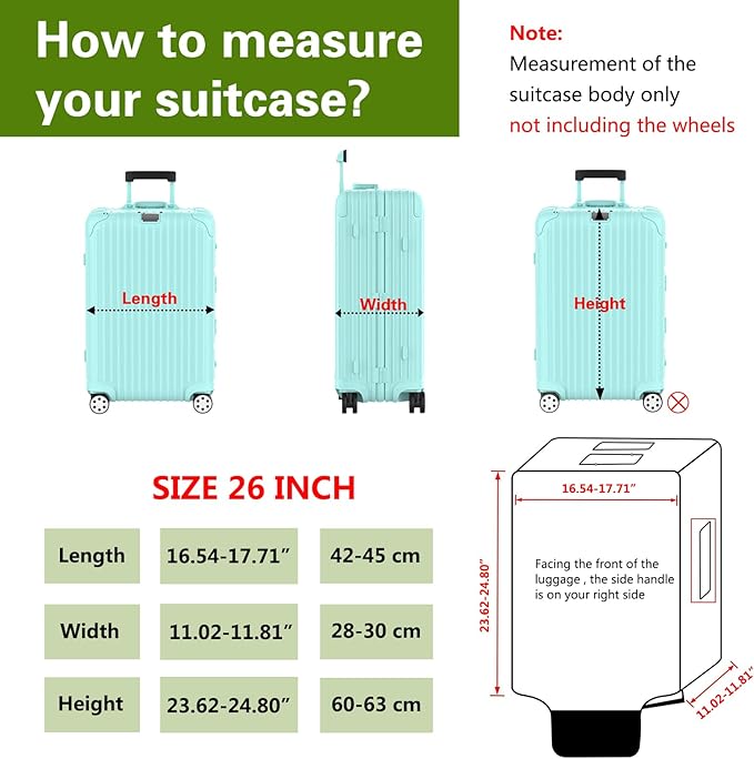 Suitcase Covers For Luggage, 26 Inch Clear PVC Luggage Covers Protector Full Thicken Transparent Waterproof Suitcase Sleeve With Large Velcro for 26" Wheeled Suitcases