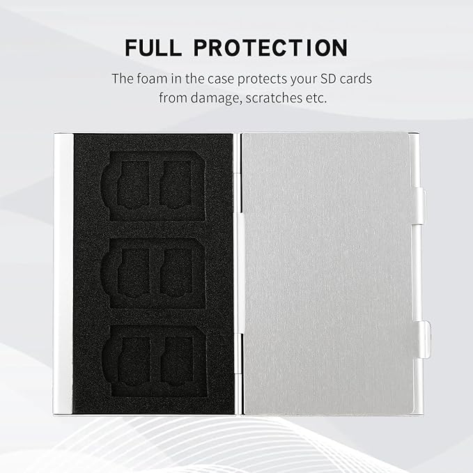 Aluminum SD Card Case, 18Slots Ultrathin SD Card Holder, Memory Card Storage Holder, Fit for 6 SD Card, 12 Micro SD Card, Silver