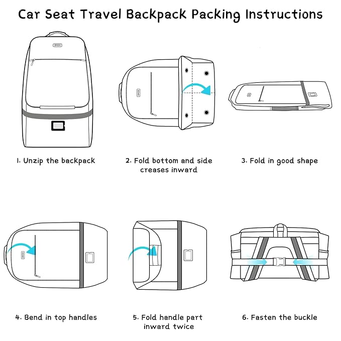 Car Seat Travel Bag,Padded Car Seats Backpack with Steel Cable Handle and Reflective Stripes, Large Durable Carseat Carrier Bag,Airport Gate Check Bag,Infant Seat Travel Bag with Shoulder Strap,Black