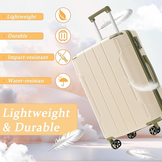 Merax 24 Inch Expandable Checked Luggage, Hardshell ABS Medium Suitcase with Spinner Wheels, TSA Lock, Lightweight Travel Suitcase for Long Trips and Vacations