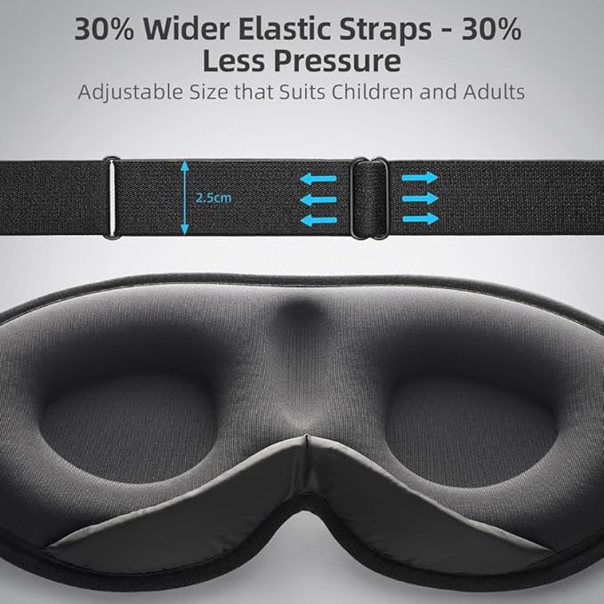 Sleep Mask with Earplugs & Zipper Bag 3D Memory Foam Eye Mask with Nose Support, Lash-Friendly, Blink Freely, Soft, Breathable, Adjustable, for Sleep, Travel, Insomnia, Meditation, Men & Women