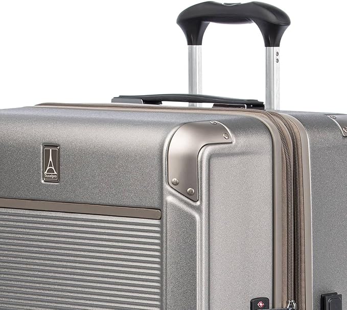 Travelpro Platinum Elite Hardside Expandable Spinner Wheel Luggage TSA Lock Hard Shell Polycarbonate Suitcase, Metallic Sand, 2-Piece Set (21/25)