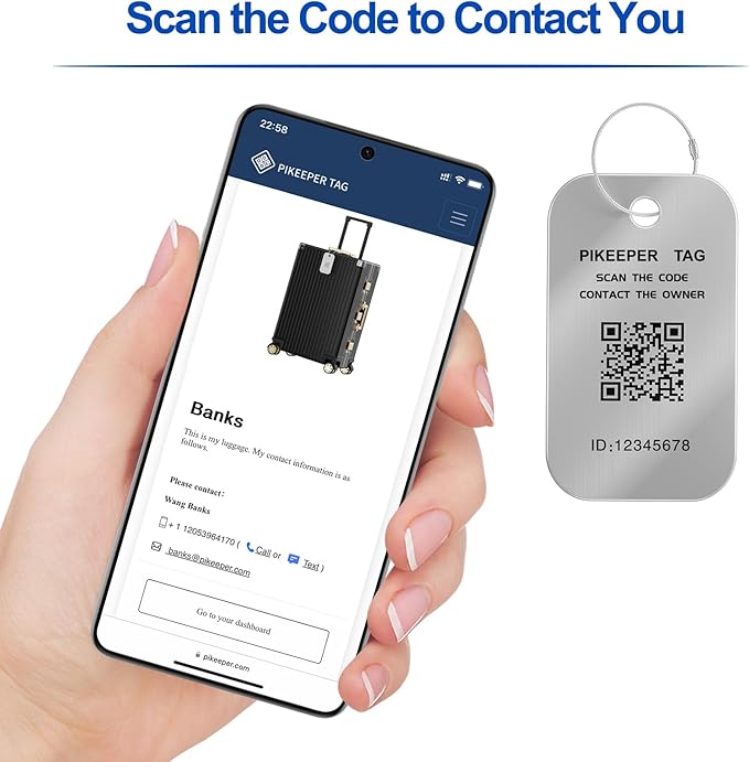 Smart QR Code Luggage Tags - Show Location When Scanned, Customizable Info with Privacy Protection, 4-Pack Waterproof & Durable Travel Labels for Suitcases, Backpacks & More