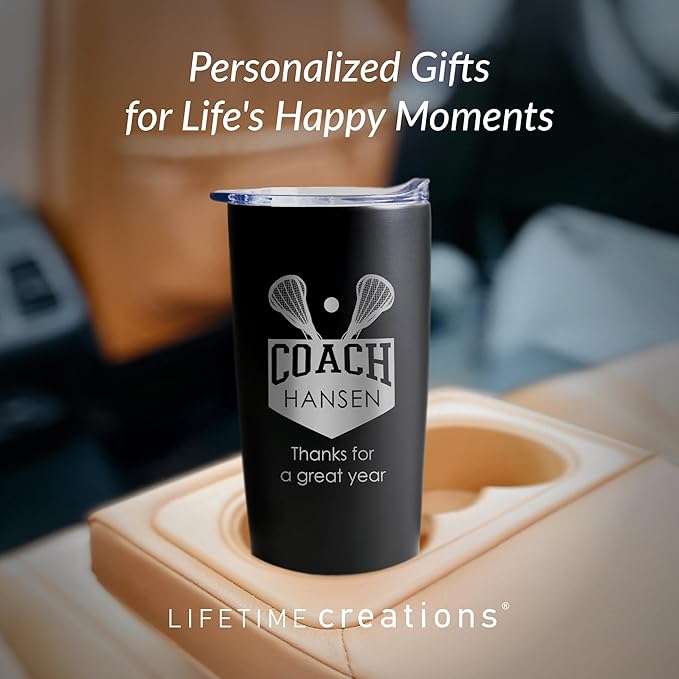 Lifetime Creations Custom Lacrosse Coach Tumbler - Lacrosse Coach Gifts for Men, Best Coach, Thank You Coaches, Lacrosse Senior Night Gifts (Matte Black 20 Ounce Cup)