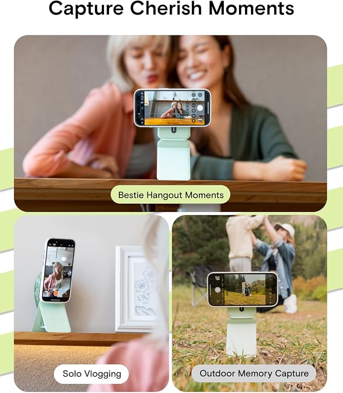 MOFT Phone Tripod Stand Selfie Stick for iPhone, Multi-Angles iPhone Stand, Lightweight & Portable Phone Holder, Strong Magnets, MOVAS Vegan Leather, Travel Essentials, Peach Pink (Without Card Slot)