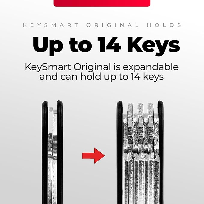 KEYSMART Key Holder for Keychain - Compact Key Organizer for Key Chain, Minimalist Clutter-Free EDC Keychains Key Ringys, Carbon Fiber 3k, 14 Keys