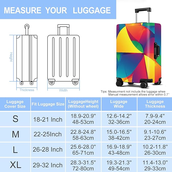 Luggage Cover Washable Suitcase Protector Anti-Scratch,Stretchable Fit for 20-34Inch Luggage Durable Travel Bag Cover with Zipper Closure (Multicolored, XL(fits 32-34Inch suitcase))