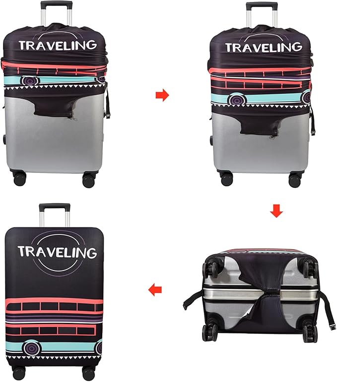 WUJIAONIAO Travel Luggage Cover Baggage Suitcase Cover Protector Skins 18-32 Inch (TRAVELING, XL (for 29-32 inch luggage))