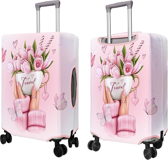 Travel Luggage Cover Suitcase Protector Fits 18-32 Inch Wheel Covers PatternedTravel Related Items Flower Luggage Protector Elastic S