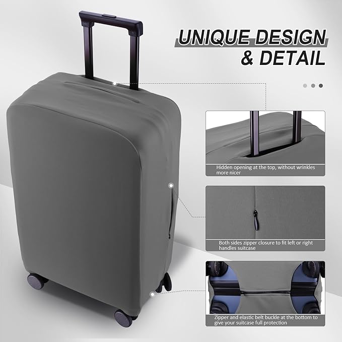 Travel Luggage Cover Suitcase Protector Scratch-Resistant Fit 19-31 Inch Suitcase, Not Included Suitcase (Slate Gray, 2XL(30-31 inch))